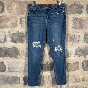 Judy Blue Jeans Woman's 13/31 Skinny‎ Fit Distressed Casual Stretch Blue Costal